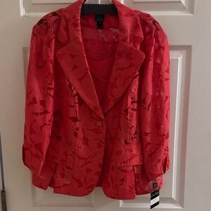 Clara Sun Woo Vibrant Red Textured Blazer